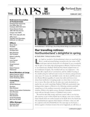 "RAPS Sheet, February 2007" By Retirement Association Of Portland State