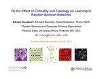 On the Effect of Criticality and Topology on Learning in Random Boolean Networks